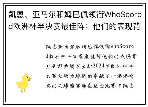 凯恩、亚马尔和姆巴佩领衔WhoScored欧洲杯半决赛最佳阵：他们的表现背后有哪些战术分析？